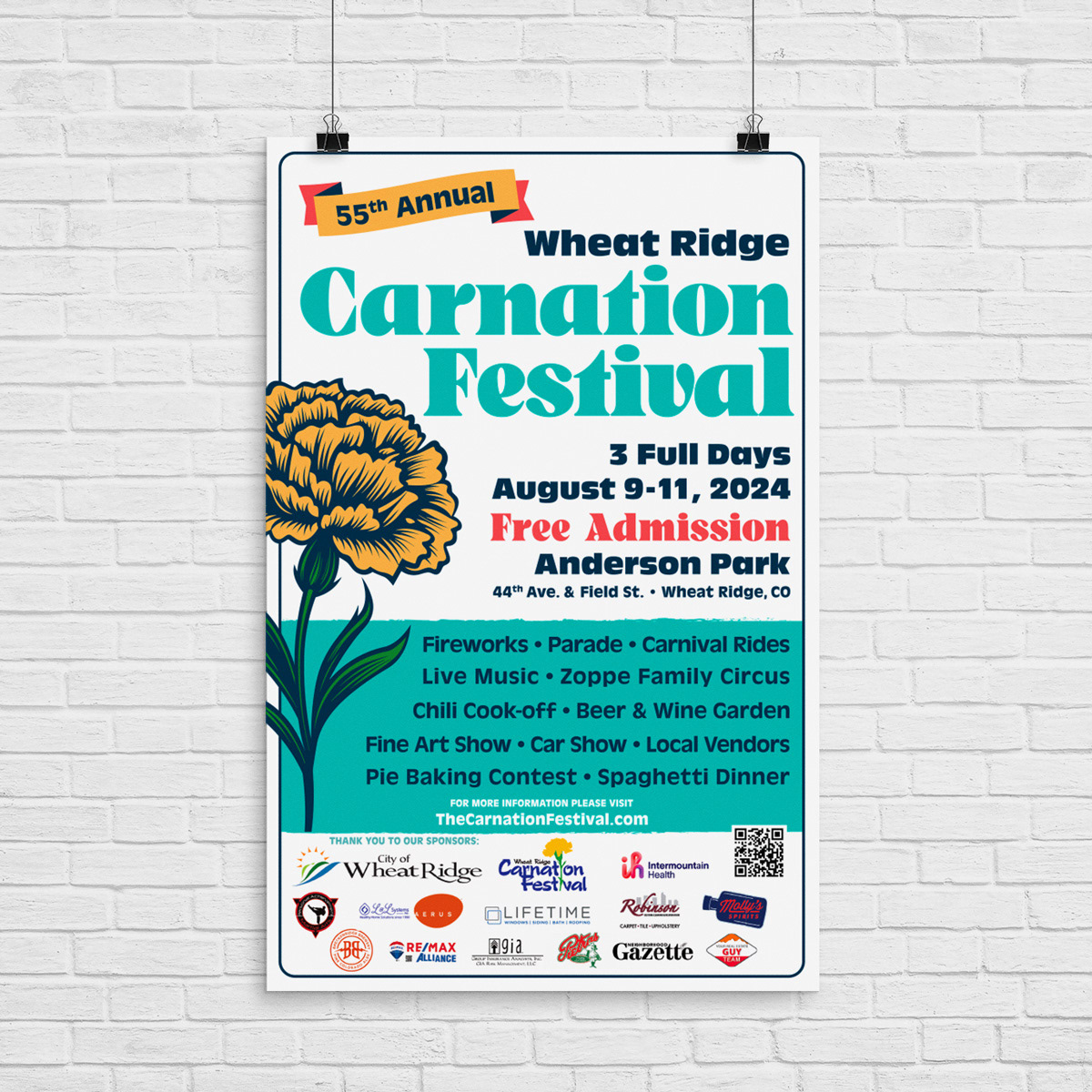 Poster for the 2024 Wheat Ridge Carnation Festival