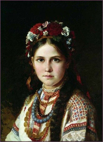 'Ukrainian girl' by Nikolai Efimovich Rachkov (1825-1895)