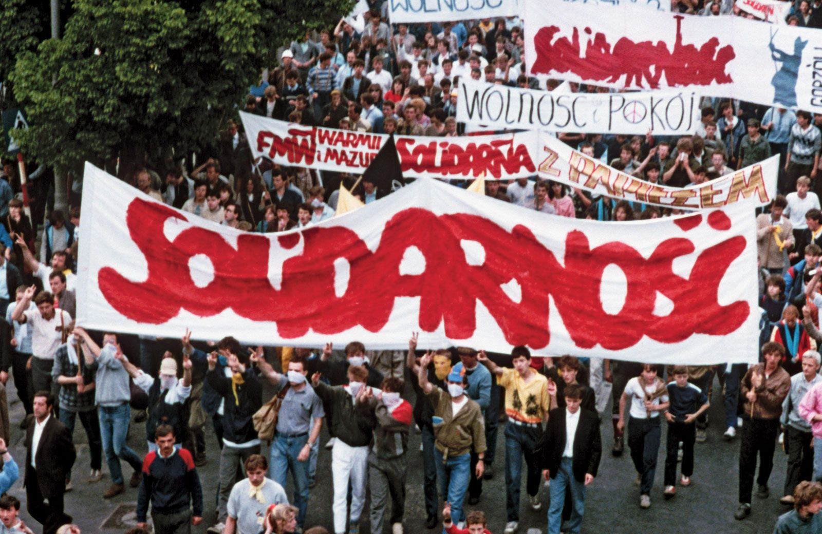 Protests of the Solidarność people's movement in the 1980s in Poland