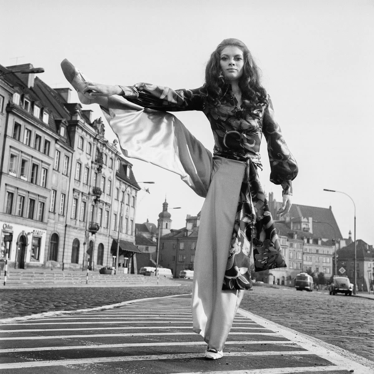 Model wearing garments designed by 60's Polish designer Barbara Hoff, 1967 collection