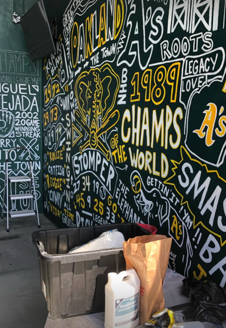 Mural work for the Oakland A's Coliseum.