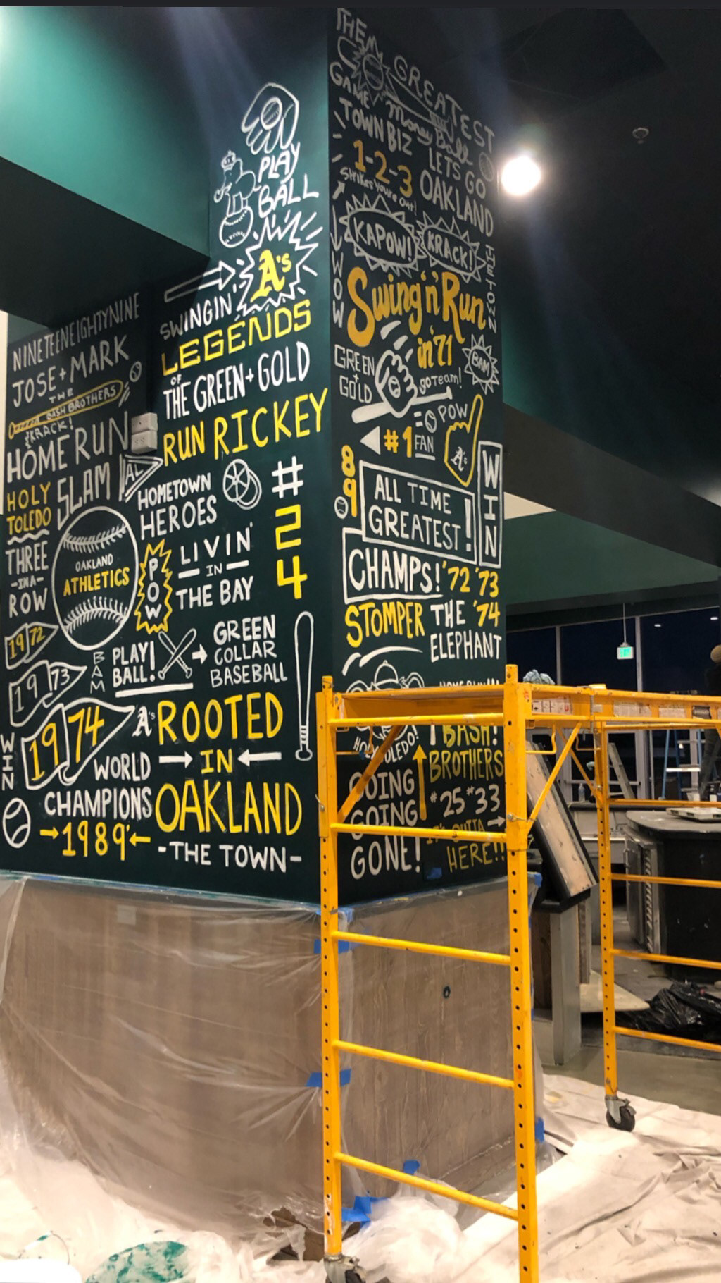 Mural work for the Oakland A's Coliseum.