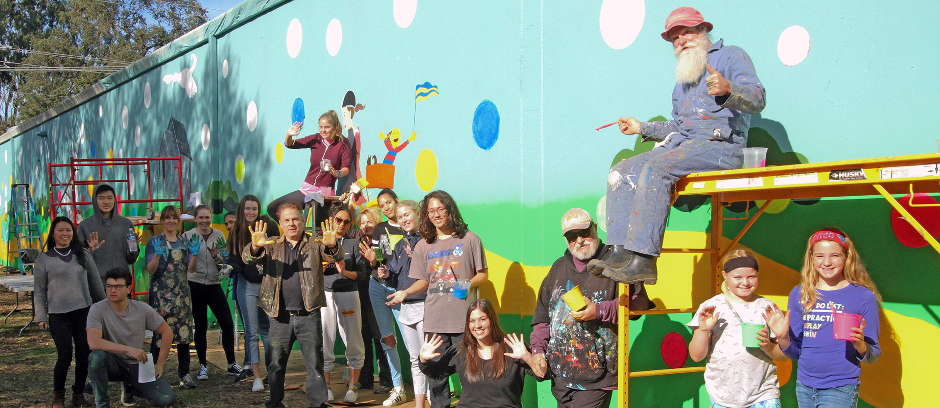 A community-painted mural on the Davis Bike Path.