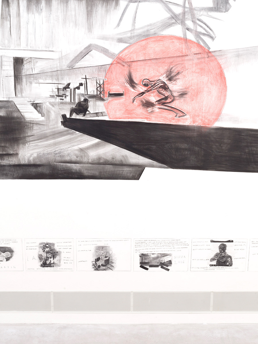 Brainfuck. Series of 20 wall drawings, charcoal. Dimensions variable, 2020