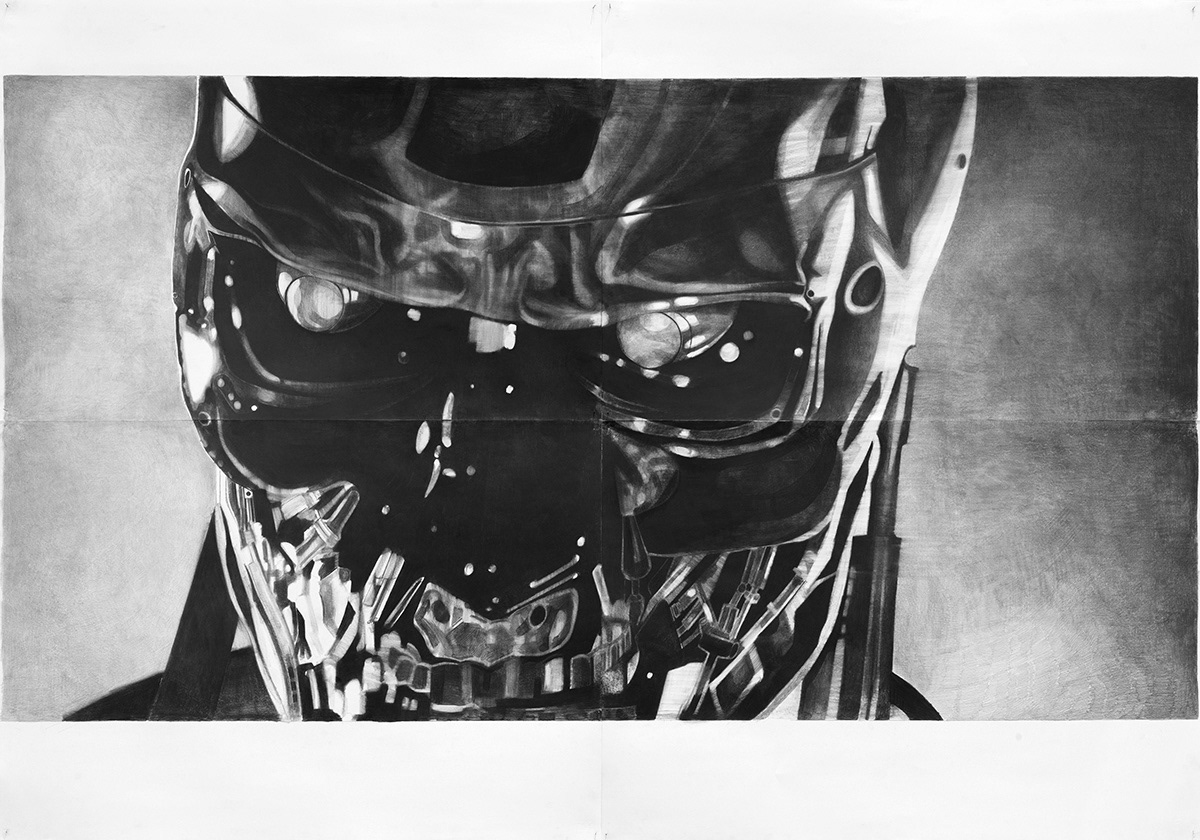 Terminator. Pencil on paper 140 cm x 200 cm, 2020