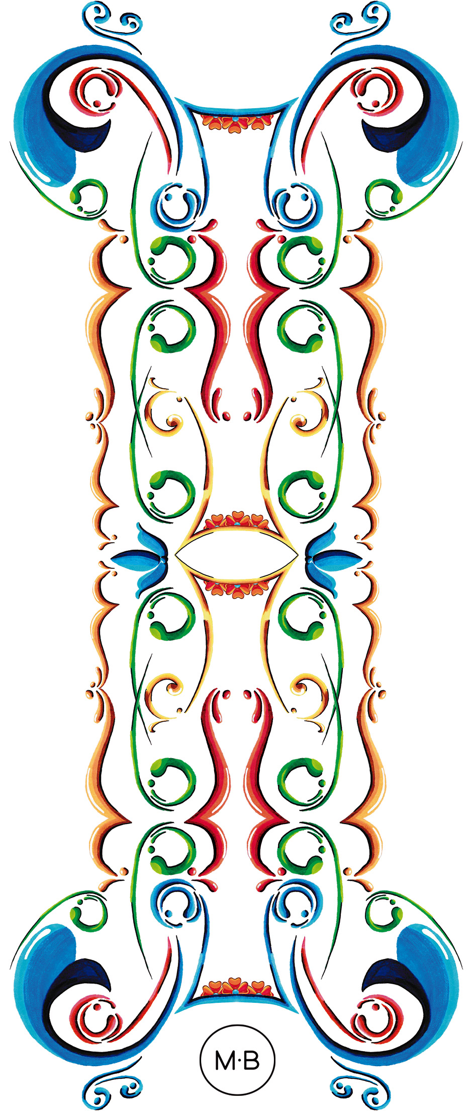 Positional print, with illustrations of musical notes with "fileteado porteño" endings giving a more stylized look to each element.