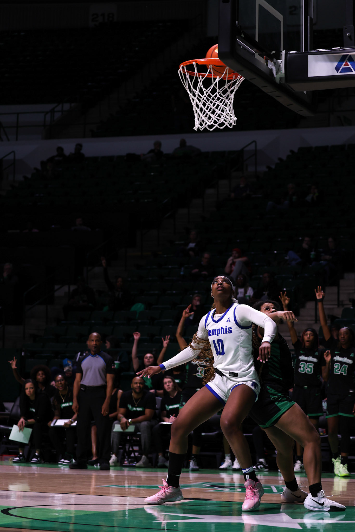 SPLIT SECOND GLORY- DUNT played the Memphis Tigers at home on Feb. 12, 2025, winning the game of 57-97. Tonight Recorded the highest total of points the Mean Green team captured during a single game within the season.  By Alaina Jones