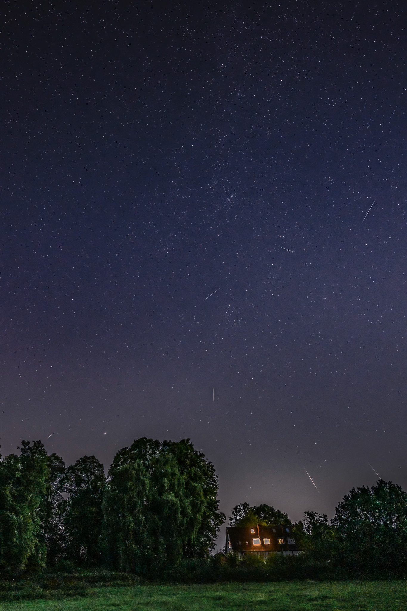 Composite shot of the Perseid meteor shower in August 2024.