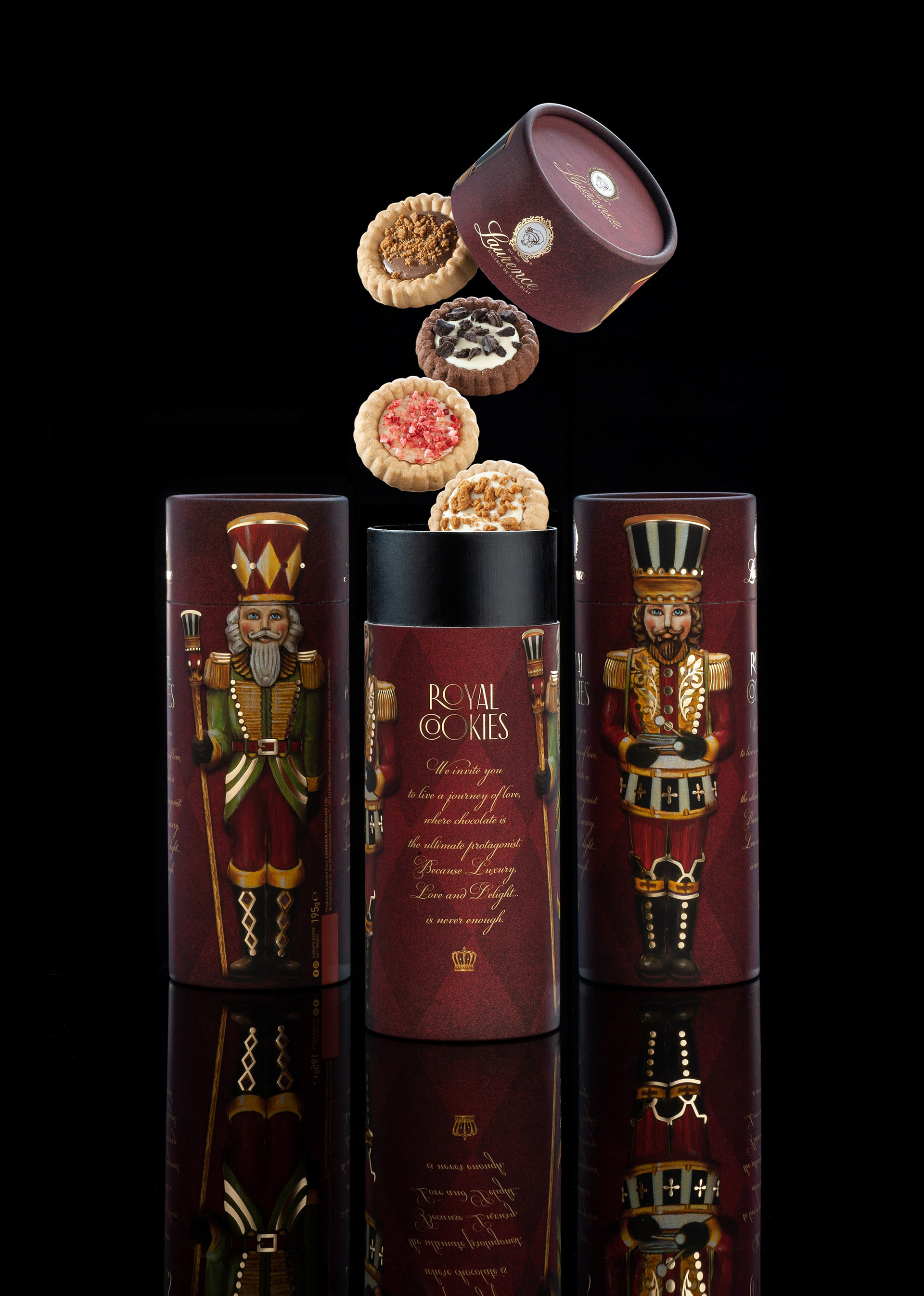 christmas gift boxes with flying cookies by laurence-galerie de chocolat