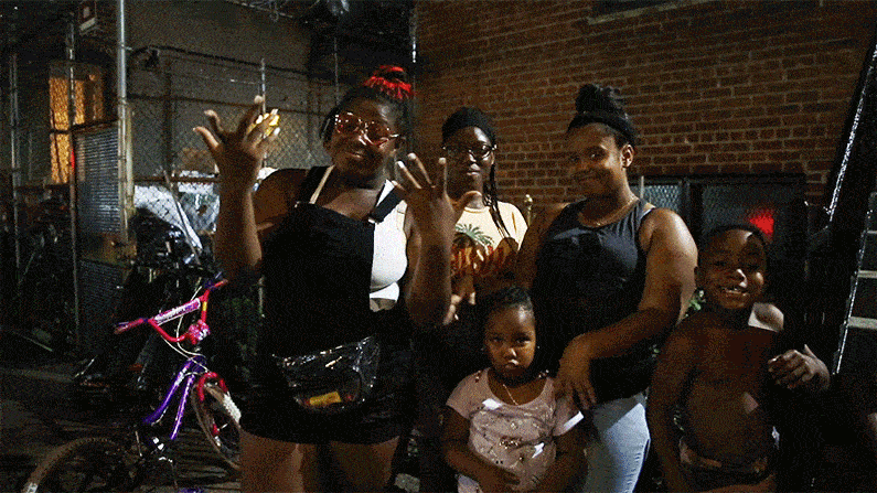 Neighborhood friends celebrate the birthday of Miss Shay (front), who is turning fifteen years old.