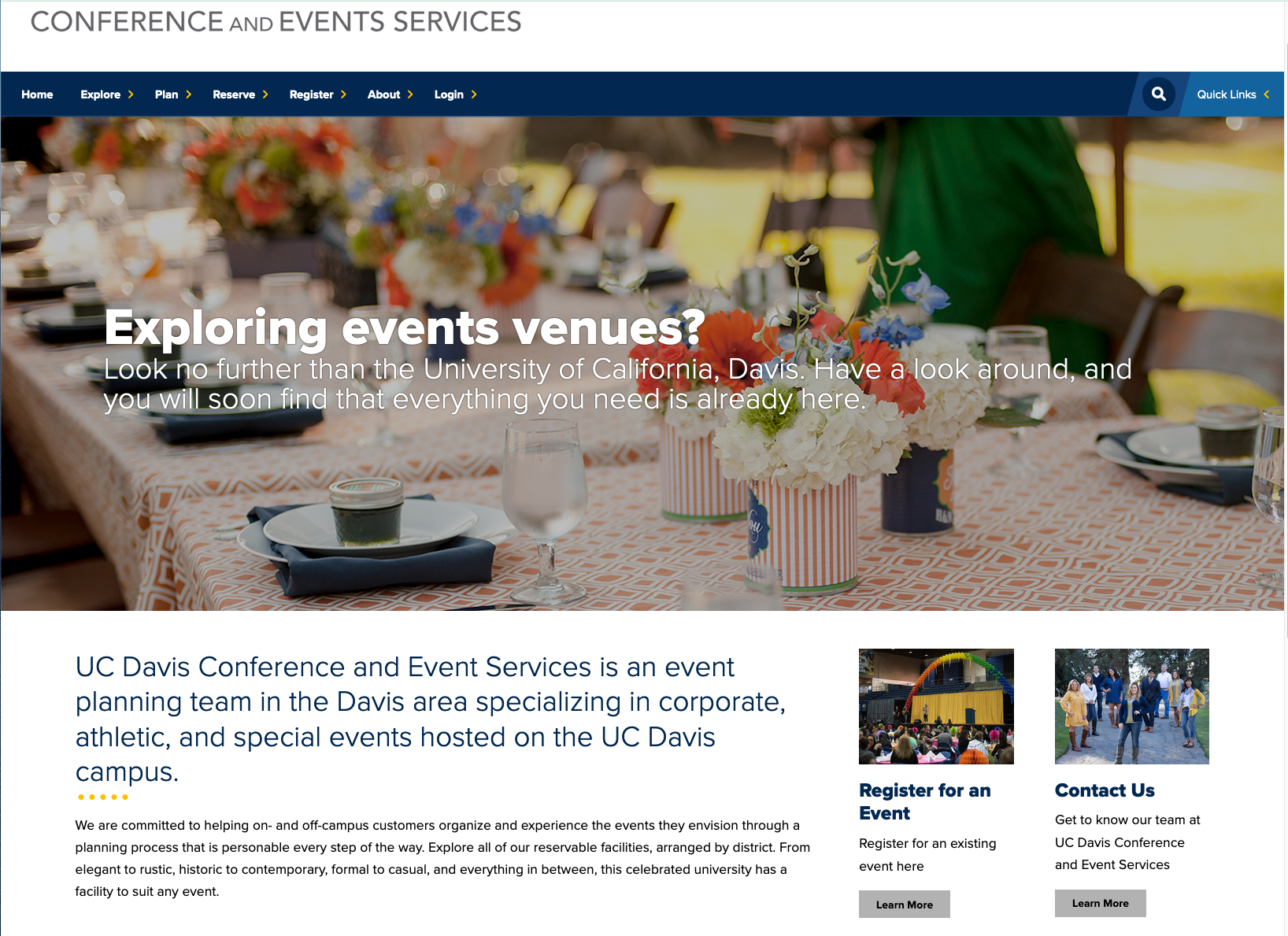 picture of the Conference and Events website