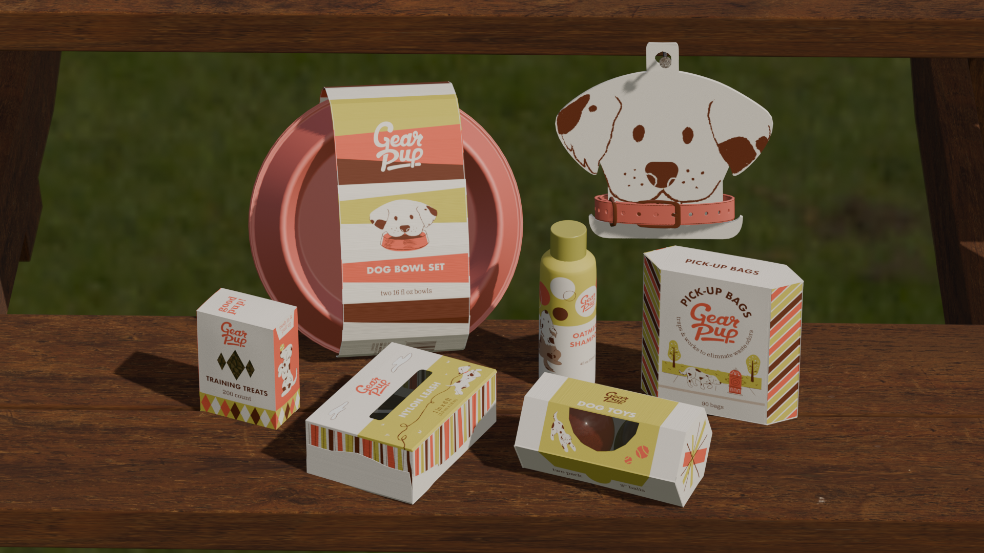 3D render of all packaging products.