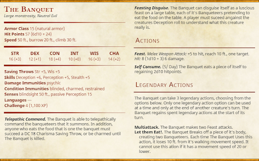 A horrific monster made for a setting designed to drive adventurers insane.