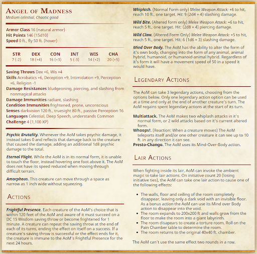 An different interpretation of an angelic being, for a dark campaign setting.