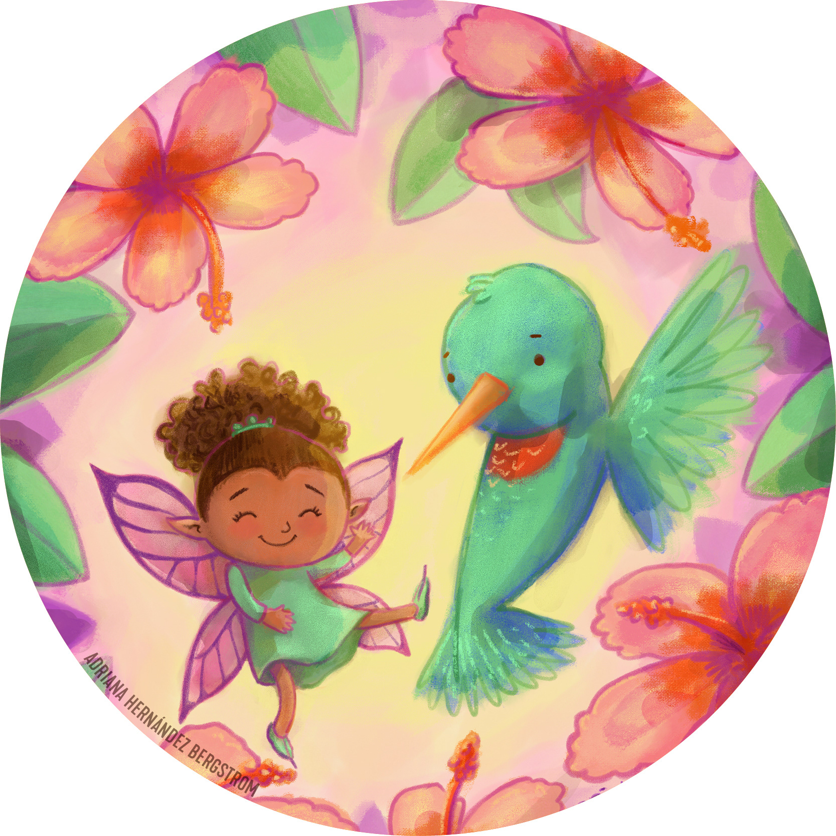 Hibiscus Fairy & hummingbird