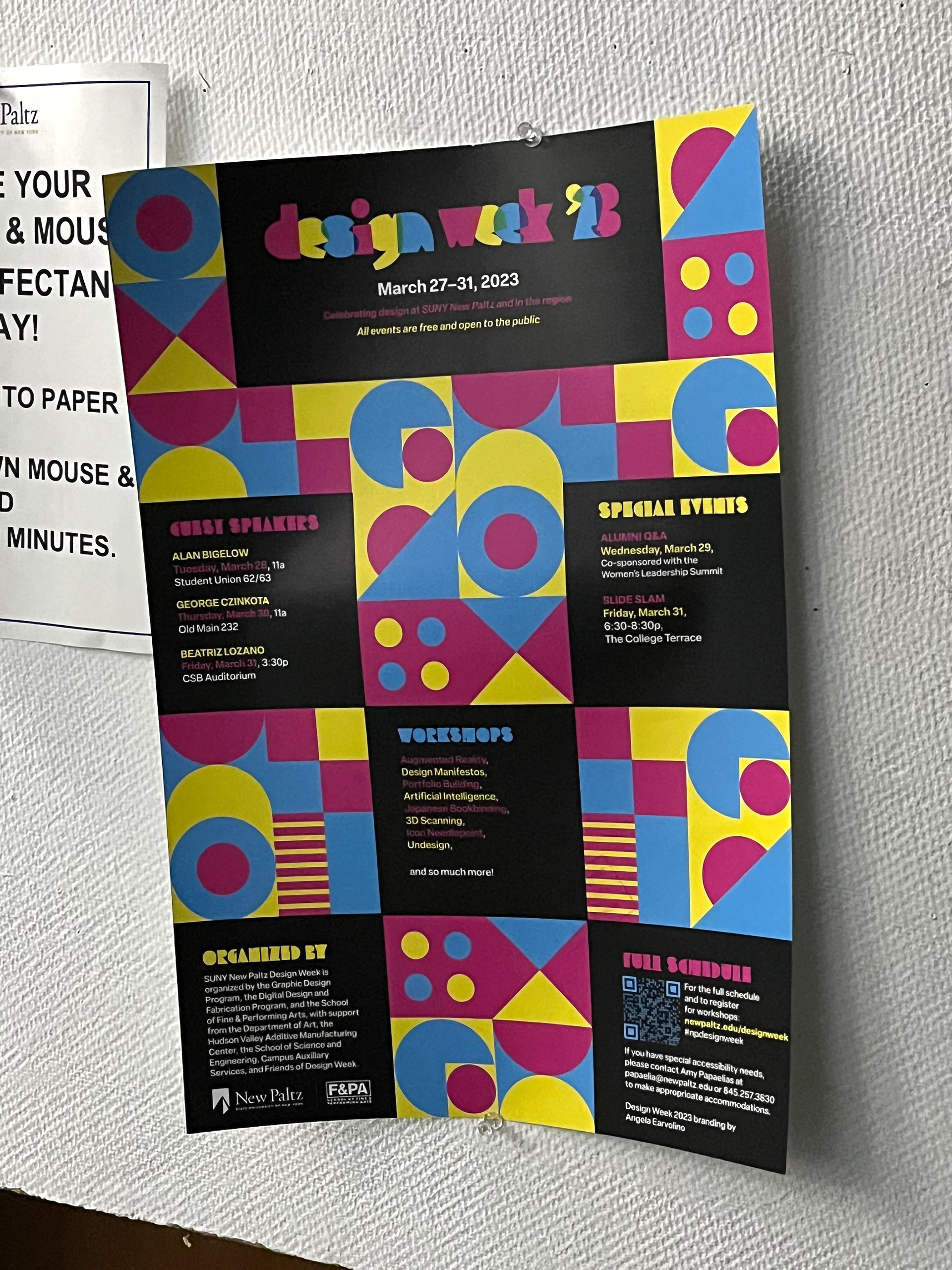 Design Week posters were hung up all over campus