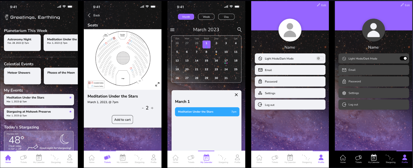 Each group member was tasked to design an app icon and a corresponding visual language for four important screens.