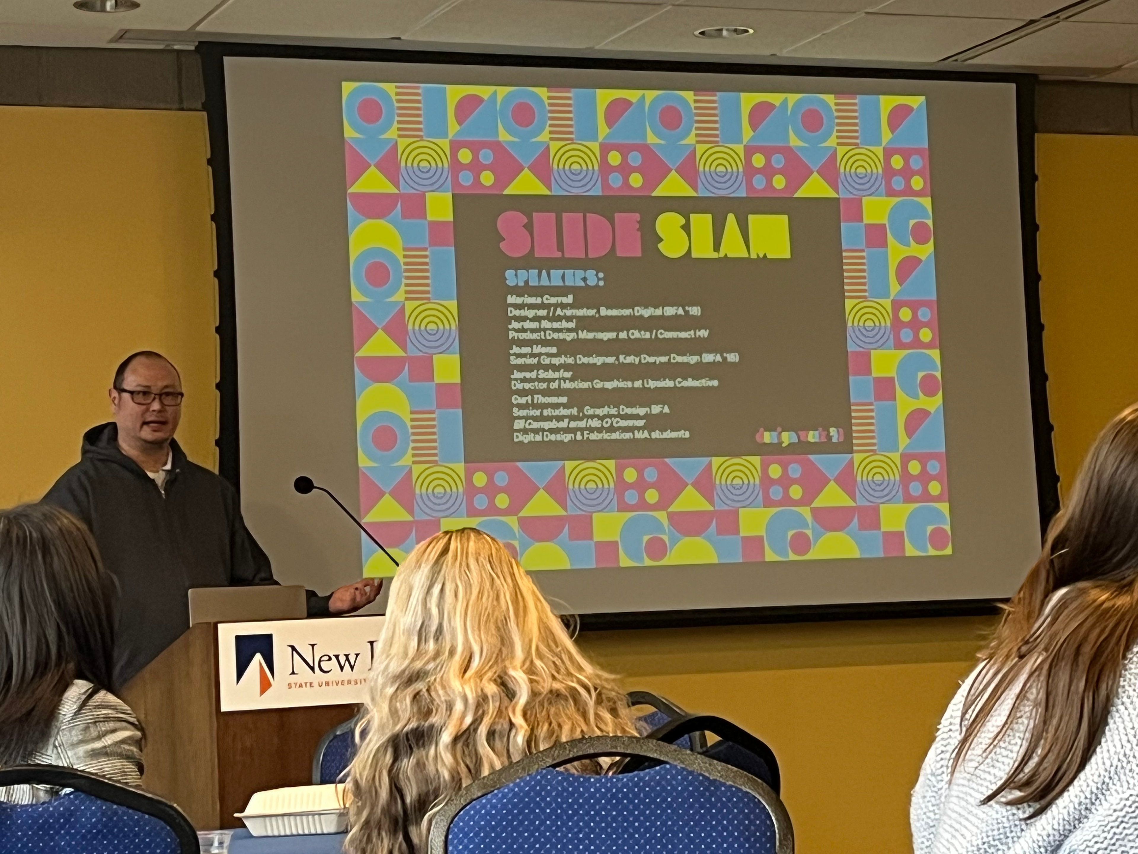 The opening slide at the Slide Slam presentation