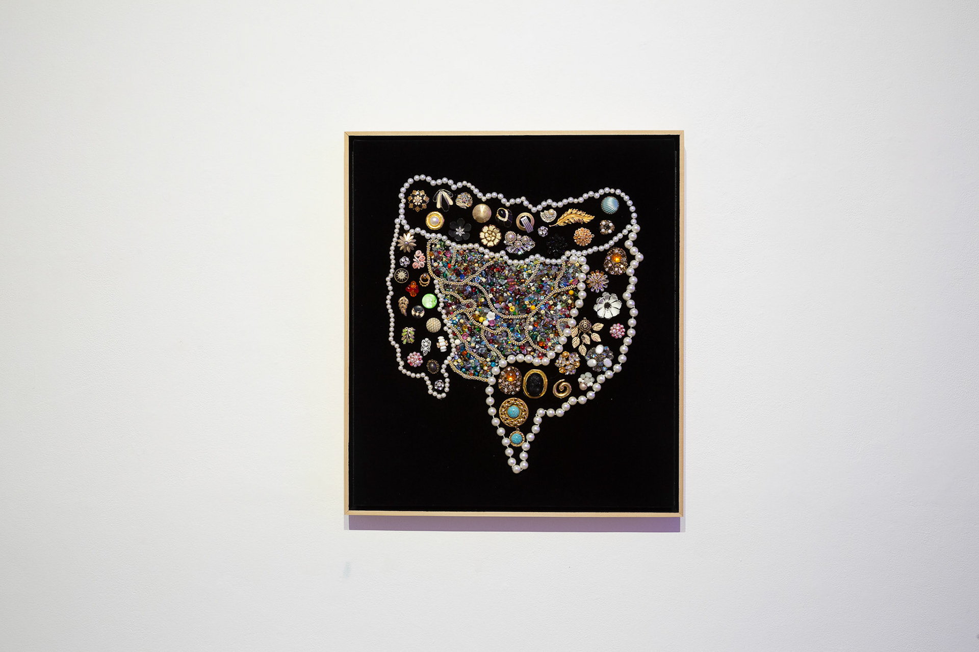 Family Heirloom, 2023, Costume jewelry and velvet, 25 in x 22 in