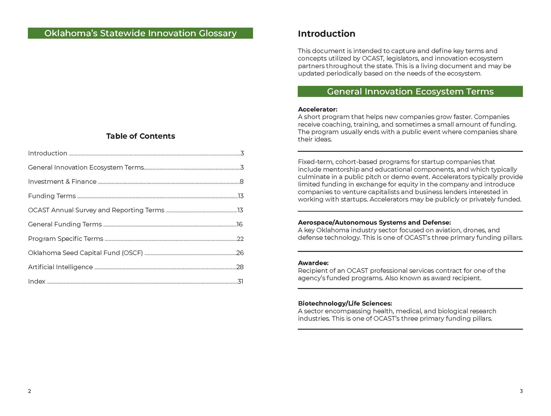 Sample pages from the Statewide Innovation Glossary designed in March 2026 using Adobe InDesign. This was made for our our statewide conference and expo. This 30-page book was distributed to all conference attendees and exhibitors, as well as state legislators. 
