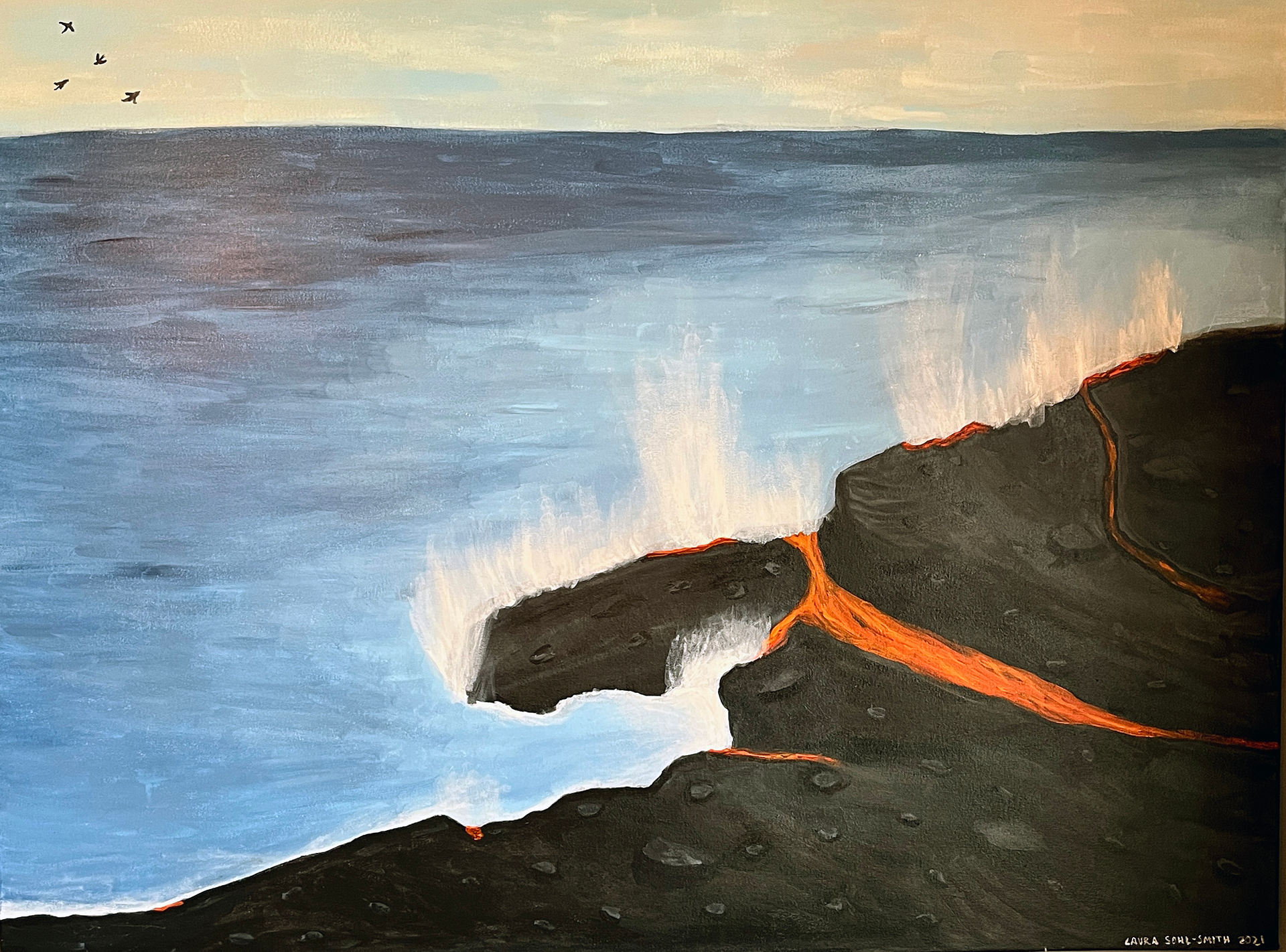 Volcano at the Big Island, Acrylic on canvas