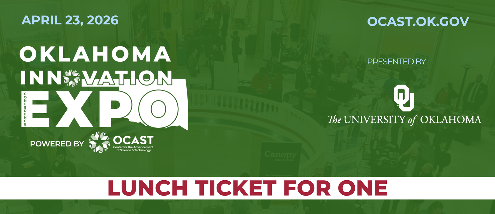 Lunch ticket designed using Canva for our agency's Oklahoma Innovation Expo, April 2026. 