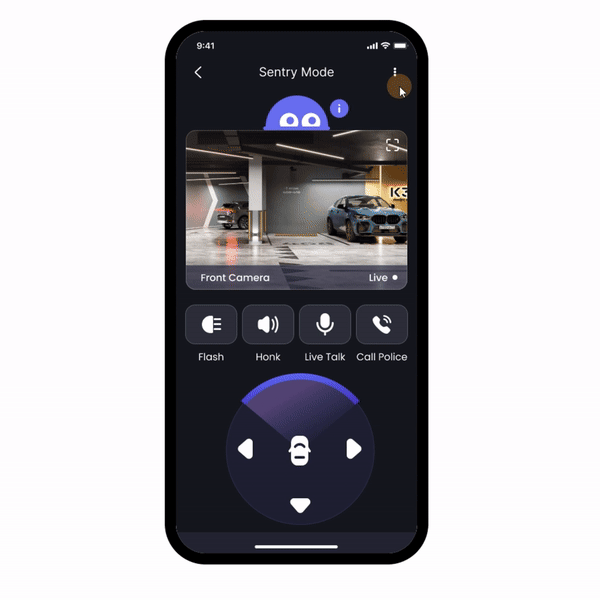 set sentry mode for the car through phone