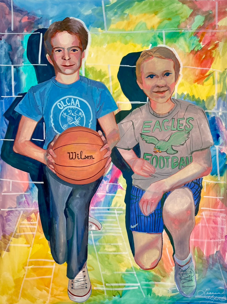 "If my dad and I were in college together" Gouache and Acrylic