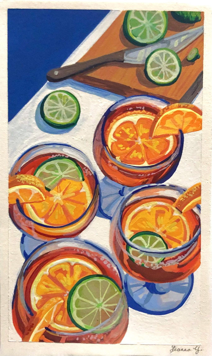 Fruity Drinks. Gouache.