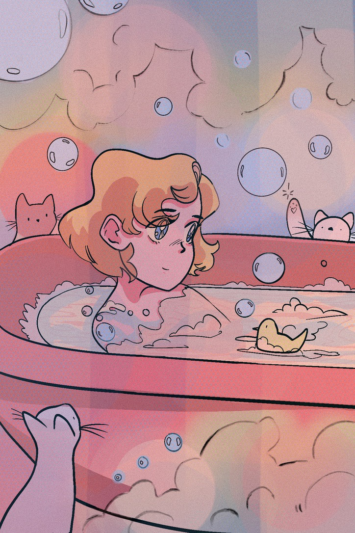 Cats and Bubbles! Digital. 