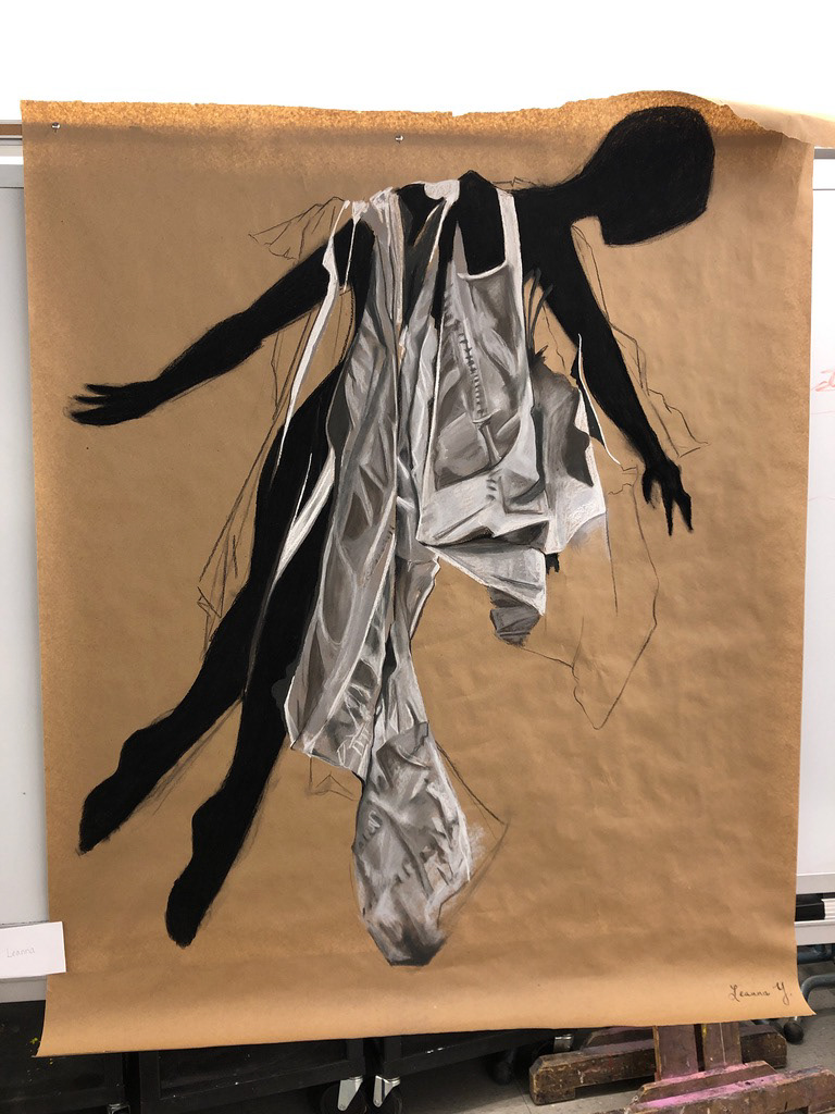 Fabric and Form. Pastel and Charcoal. 