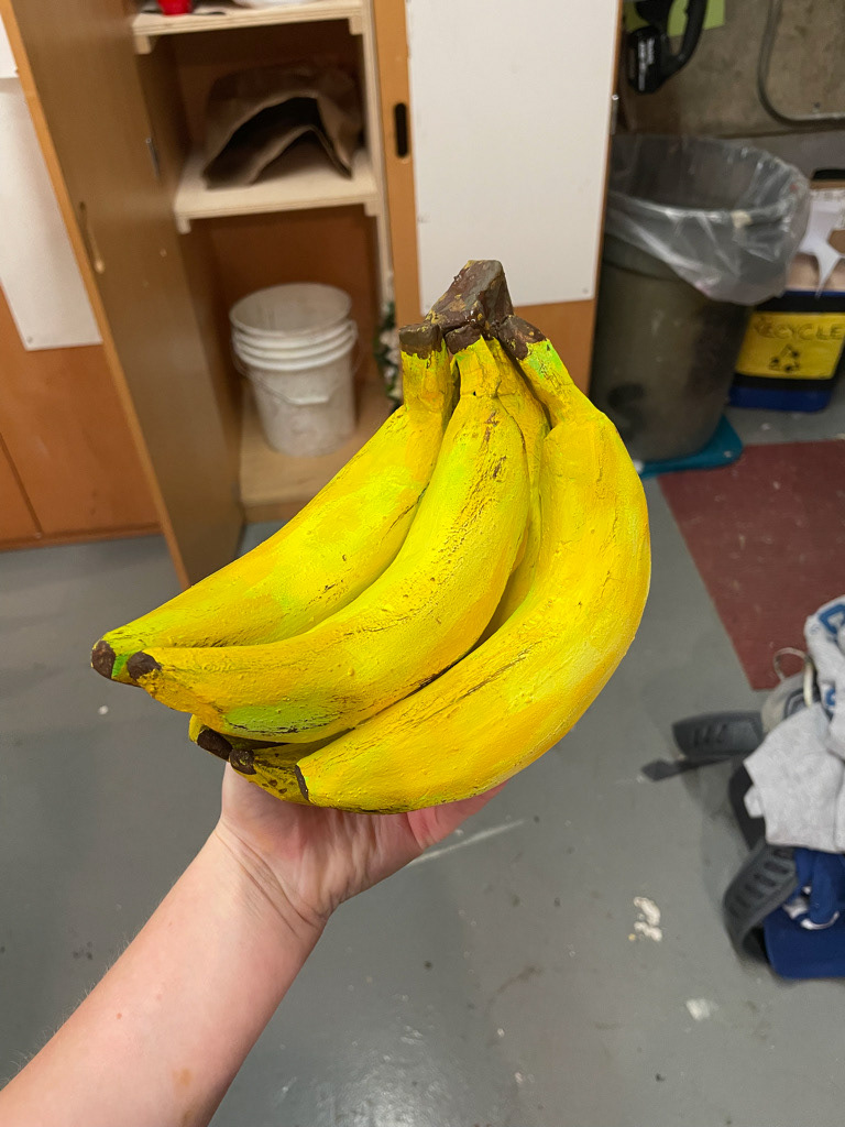Prop Bananas. Foam and Acrylic Paint.