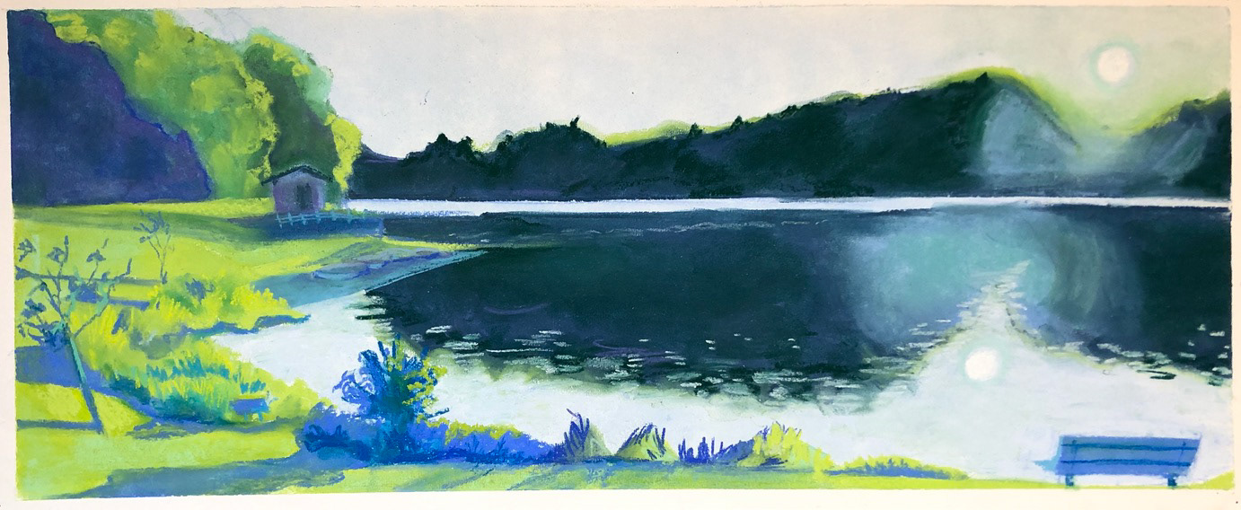 Landscape Study, Cool Colors. Pastel.