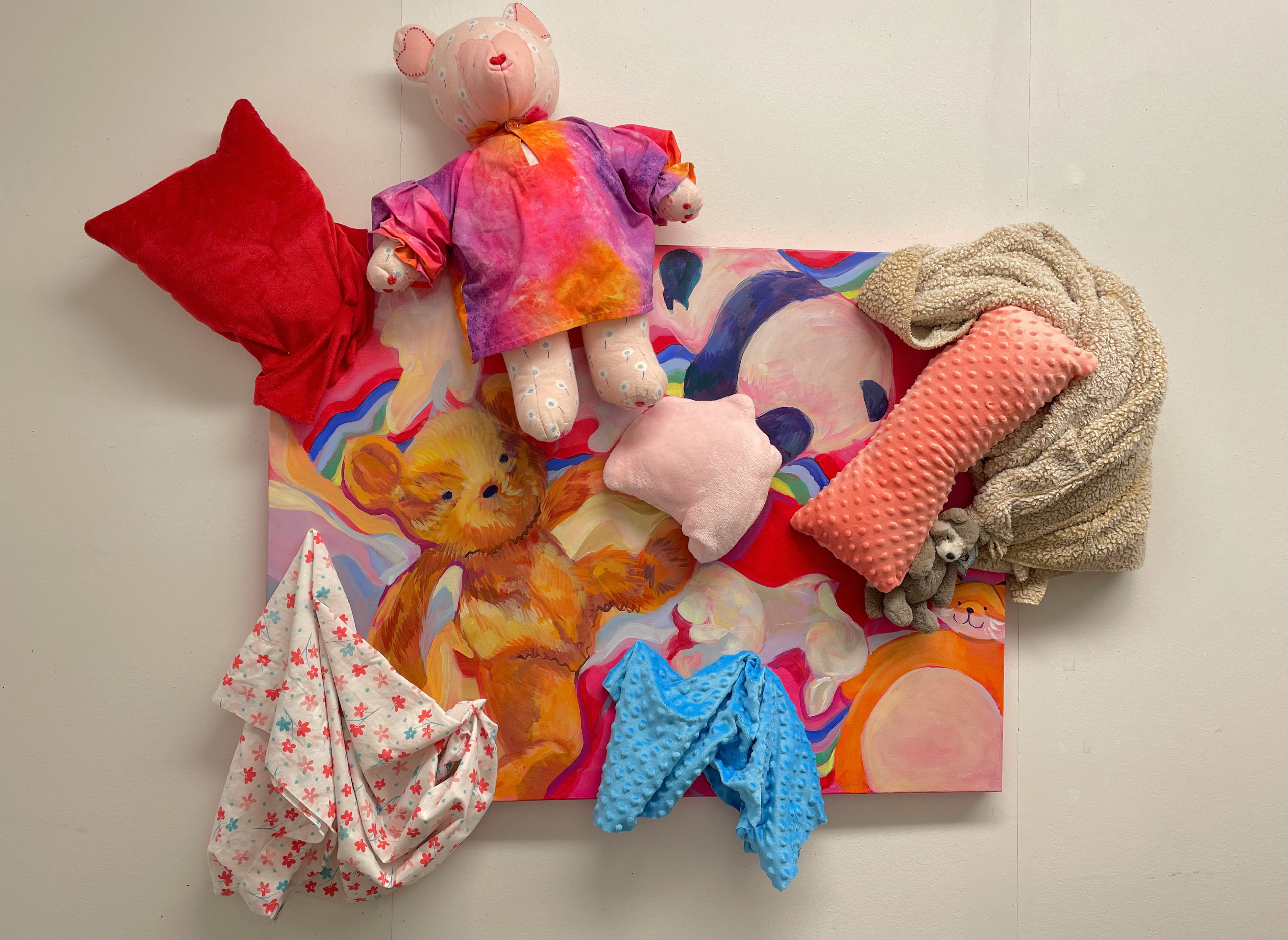 Soft Sculpture and Painting of Stuffed Animal Pile