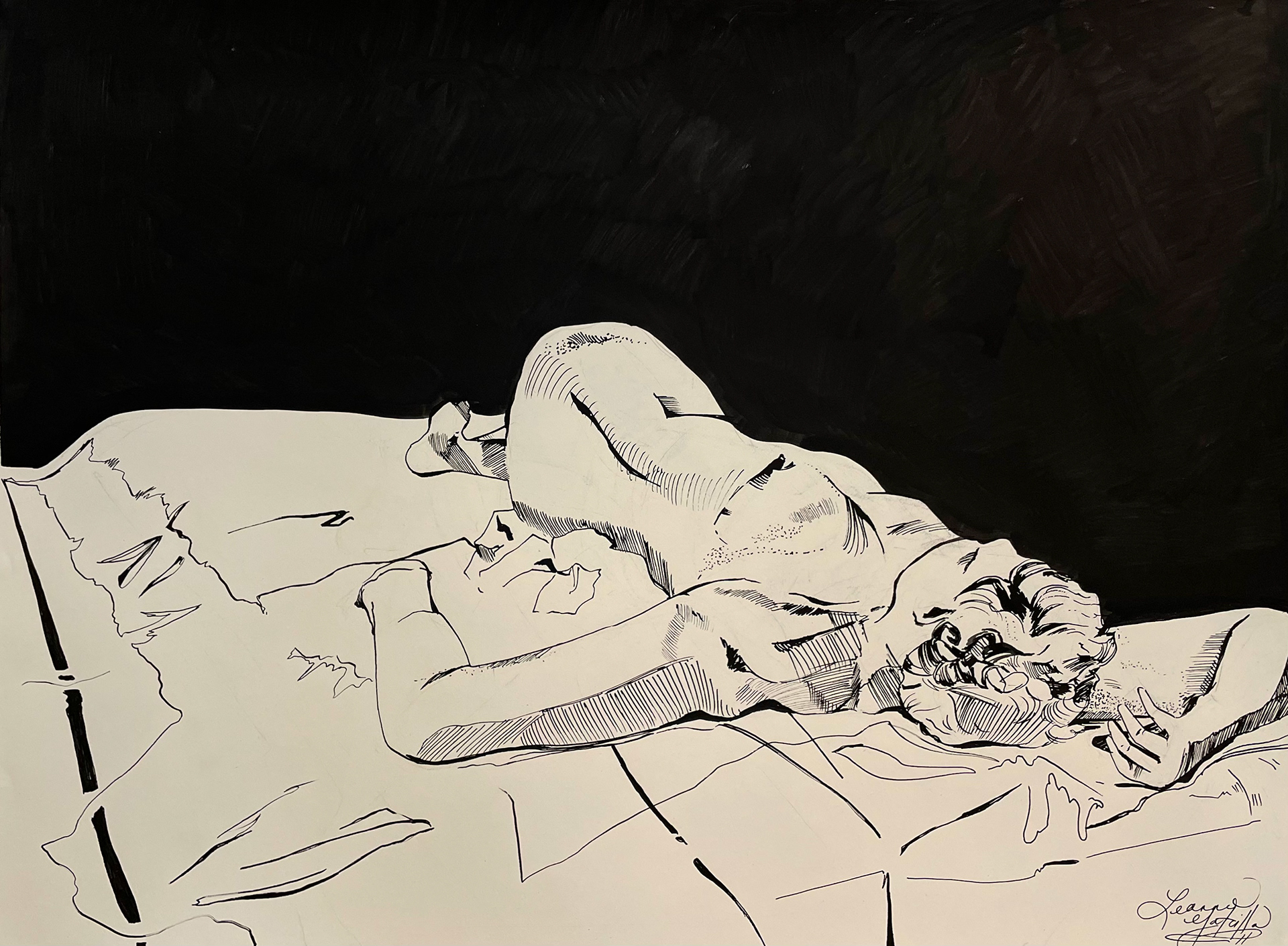 Paint Marker Drawing of Live Model