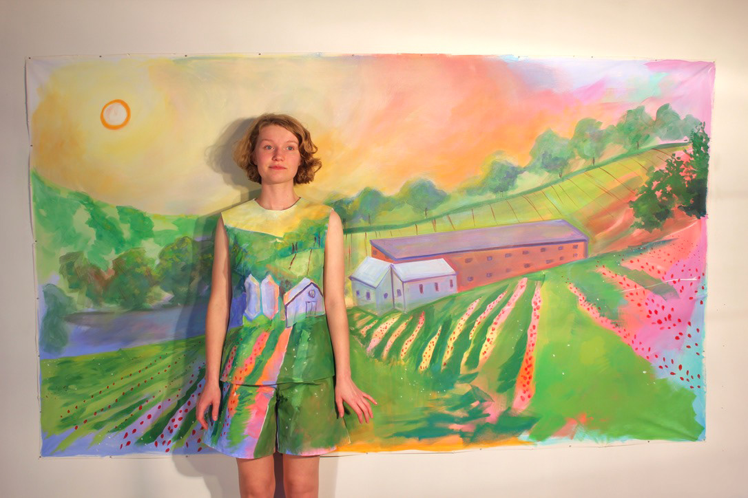 Strawberry Fields. Acrylic on Unstretched Canvas. 52.5 x 90 in. 2021.