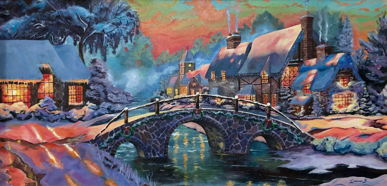 A Study from Thomas Kinkade. Acrylic.