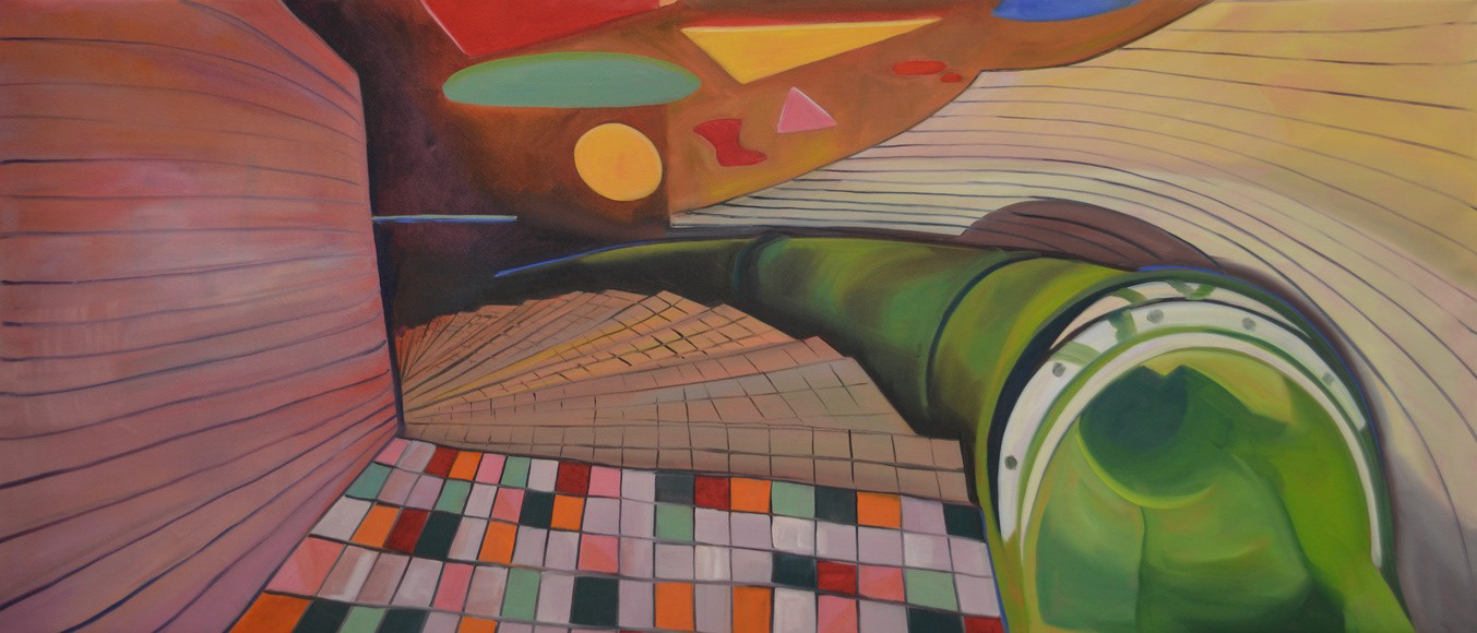 Tile:Tube. Oil on Canvas. 27½"x64½ ". 2023