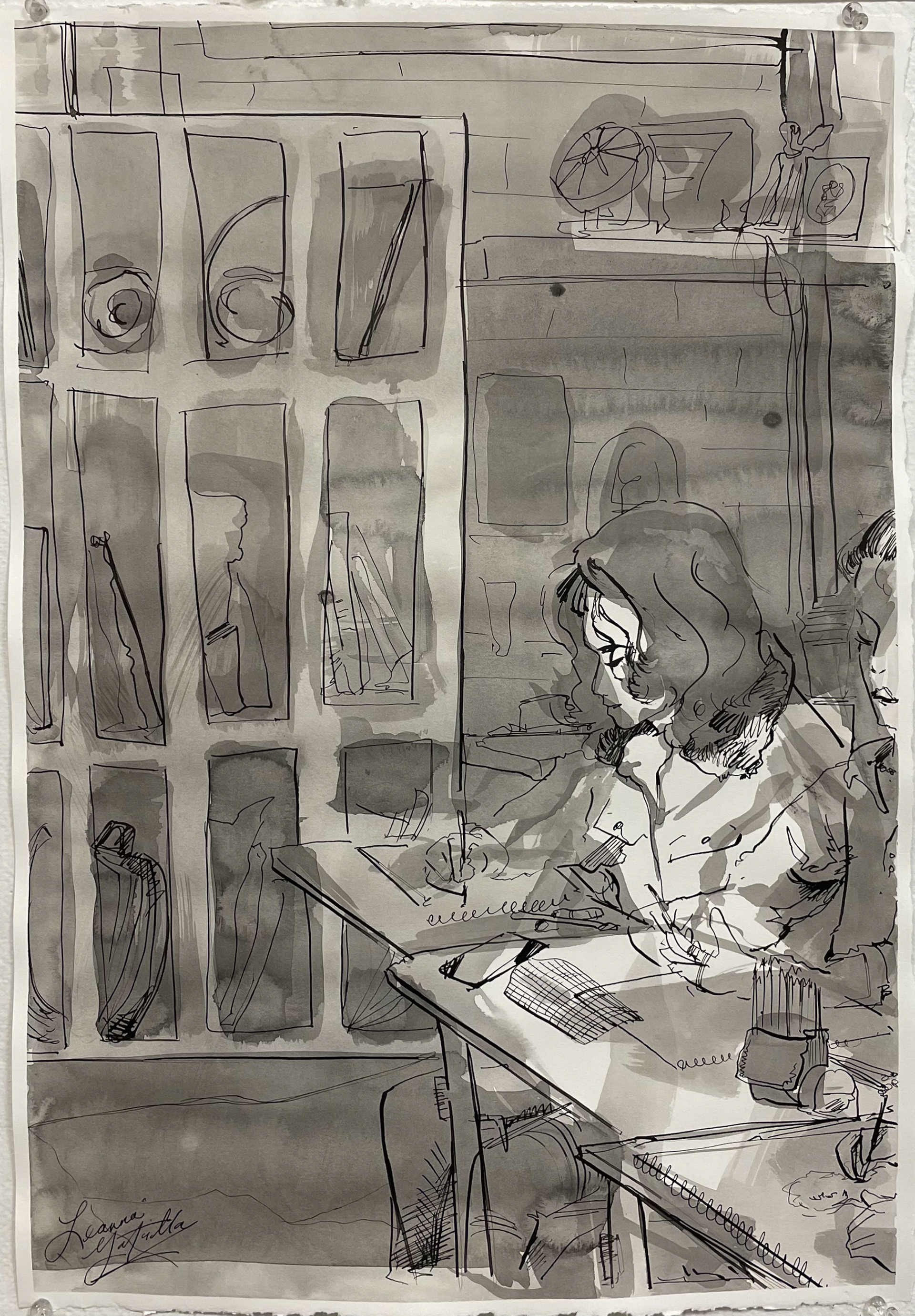 Ink Painting of Figure Drawing Class 2