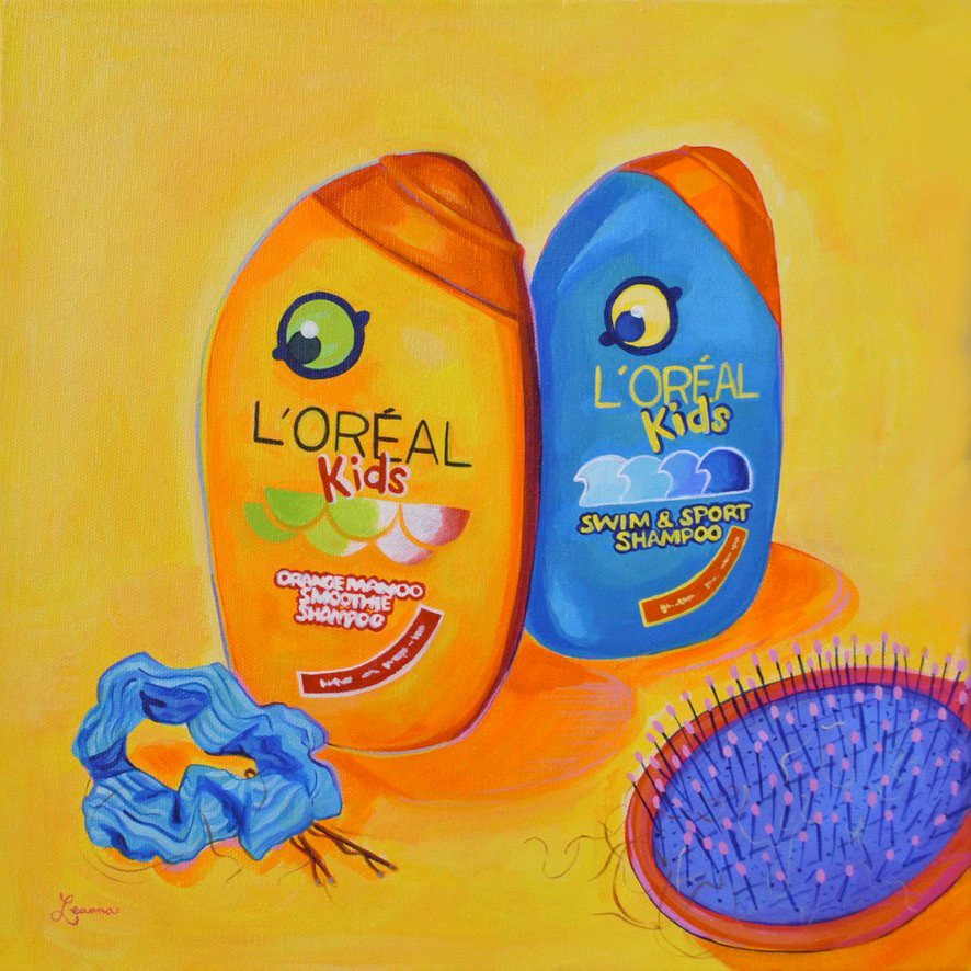 Tangled Pool Hair. Acrylic on Canvas. 12 x 12 in. 2021.
