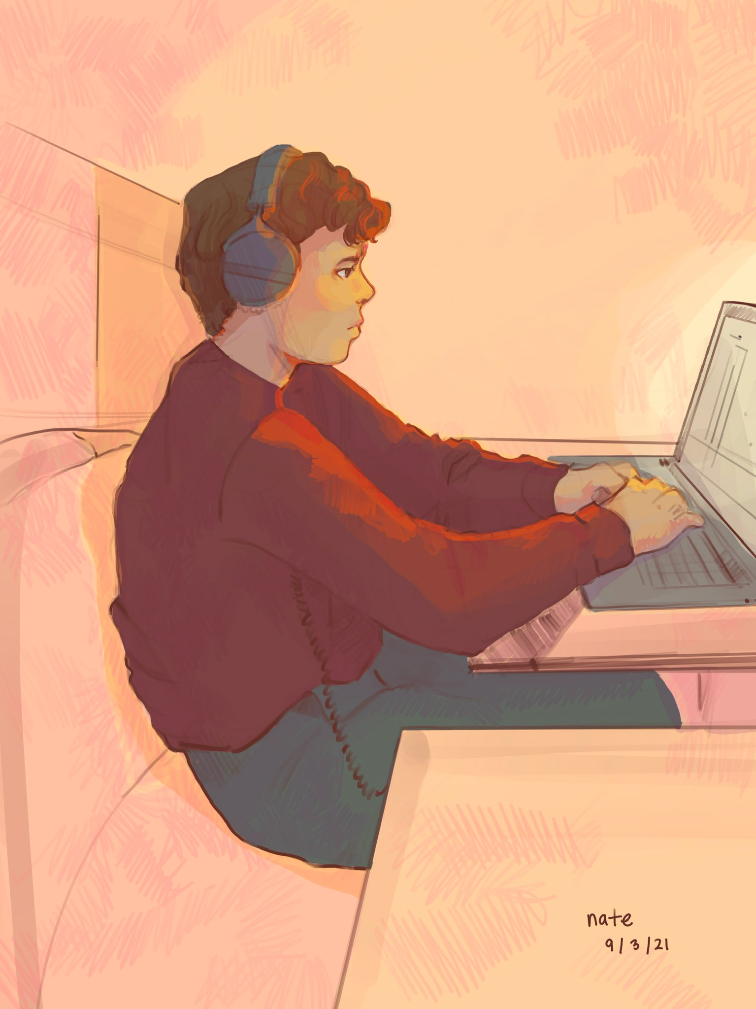 Nate in the Lunchroom. Digital.