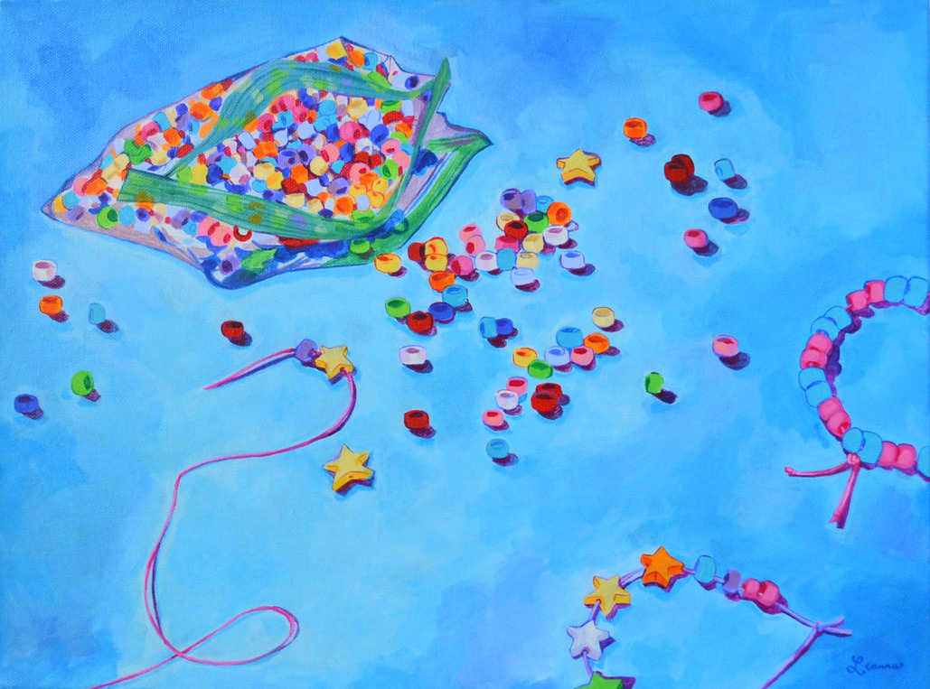 Friendship Bracelets. Acrylic on Canvas. 12 x 16 in. 2021.