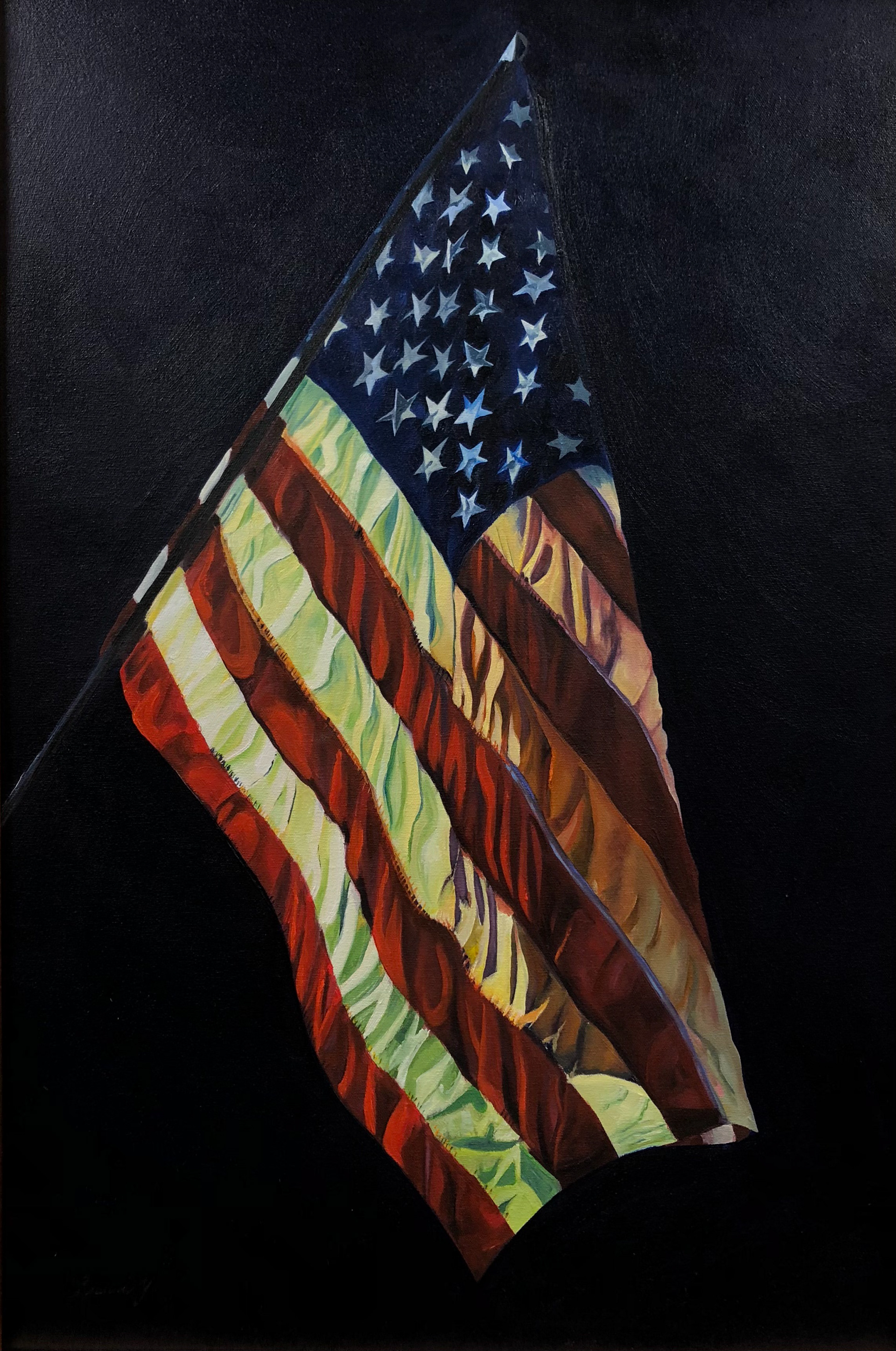 American Flag. Oil.