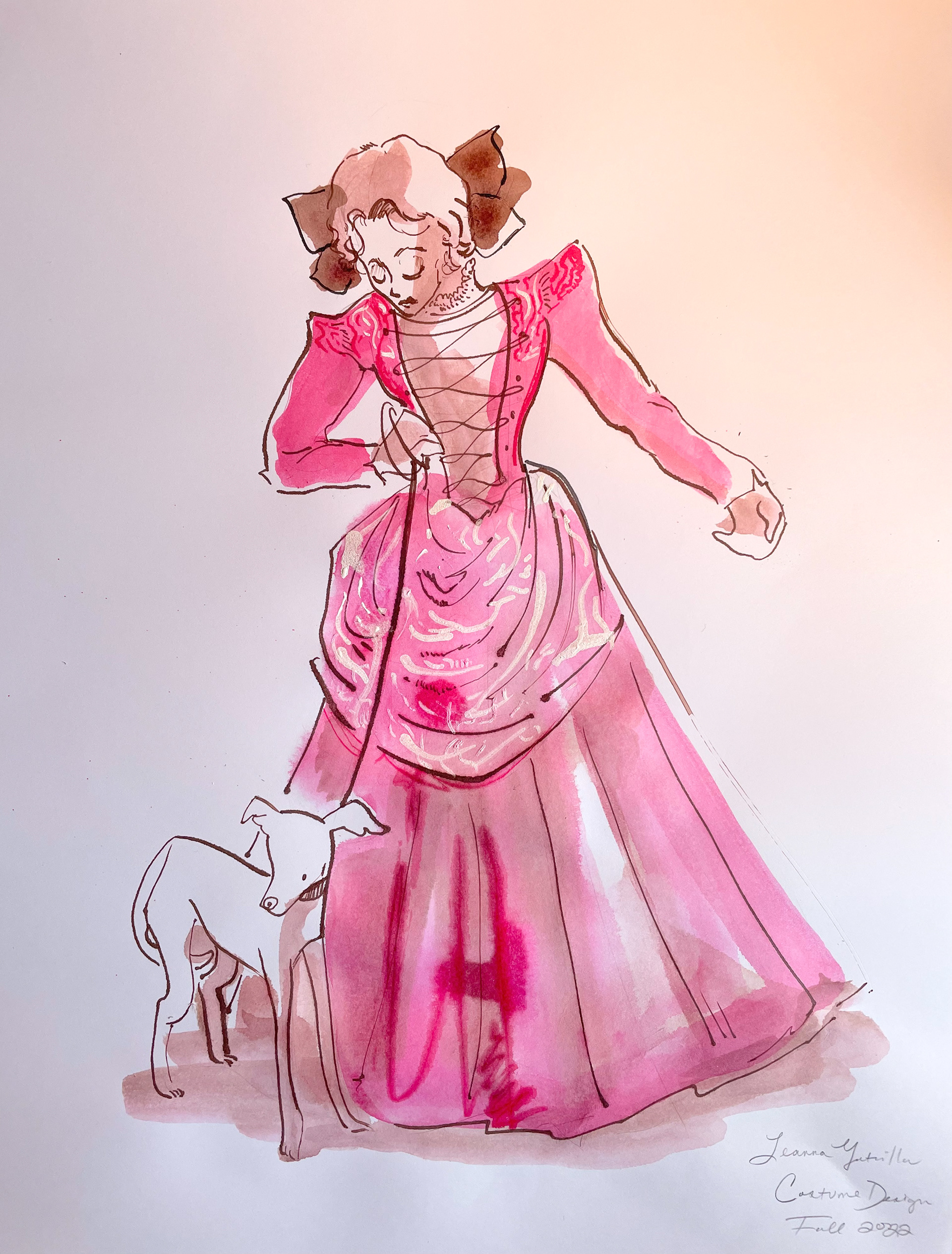 Character Design. Pink and Brown Ink.