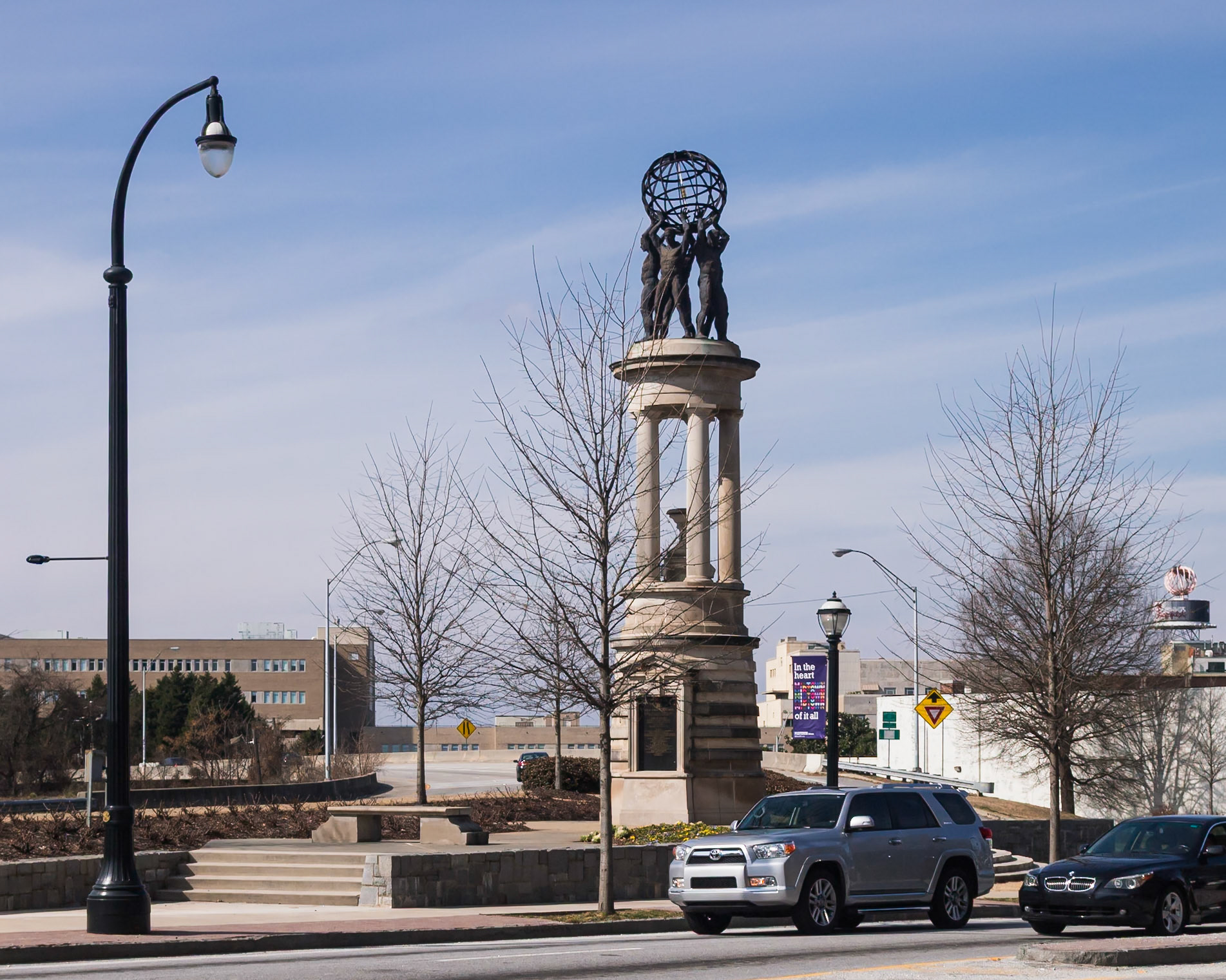 The World Athletes Monument at Pershing Point in Midtown Atlanta was erected in connection with the 1996 Centennial Olympic Games