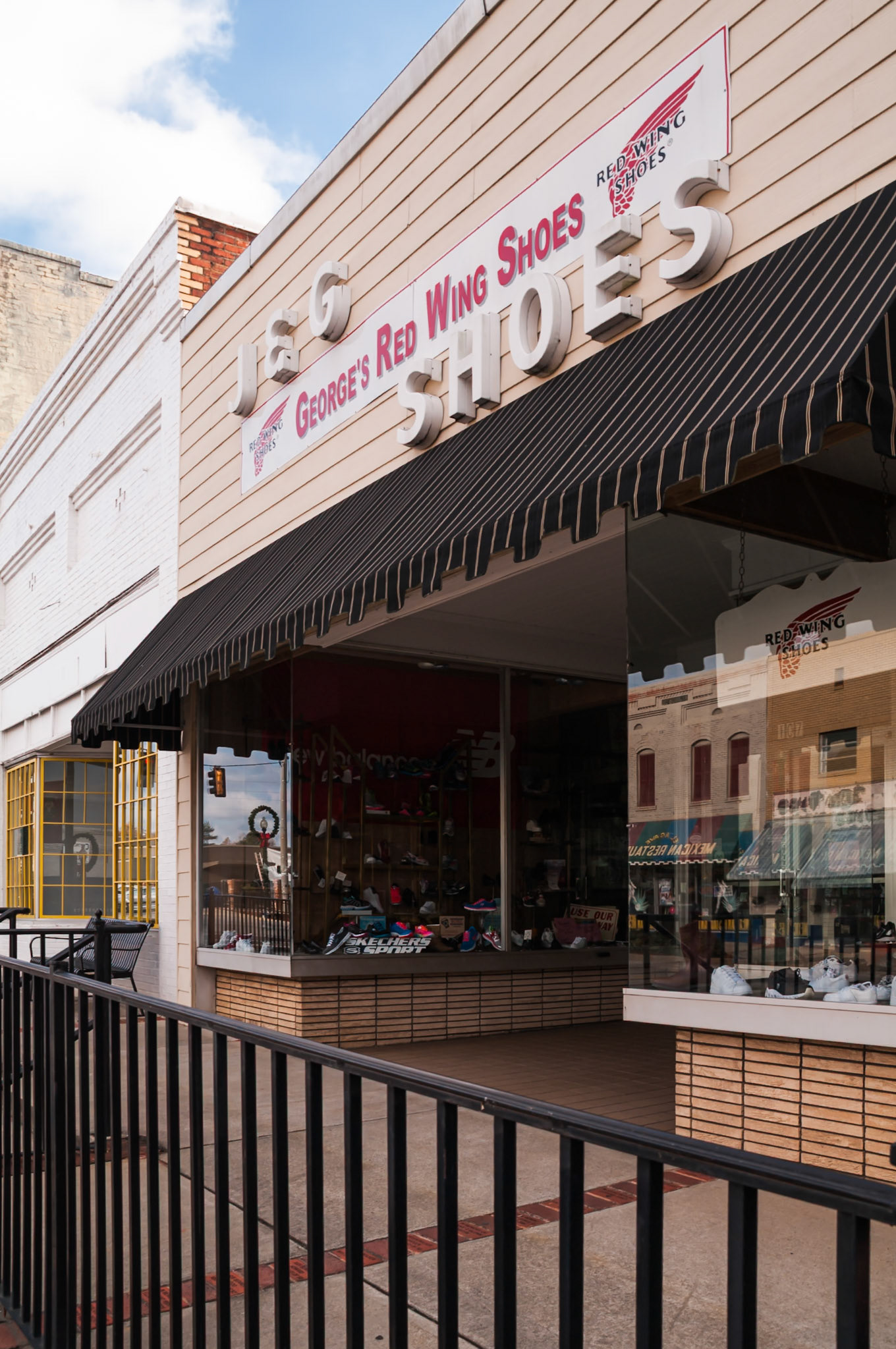 J&amp;G Shoes and George’s Red Wing Shoes in downtown Manchester, Georgia, photographed in November 2013