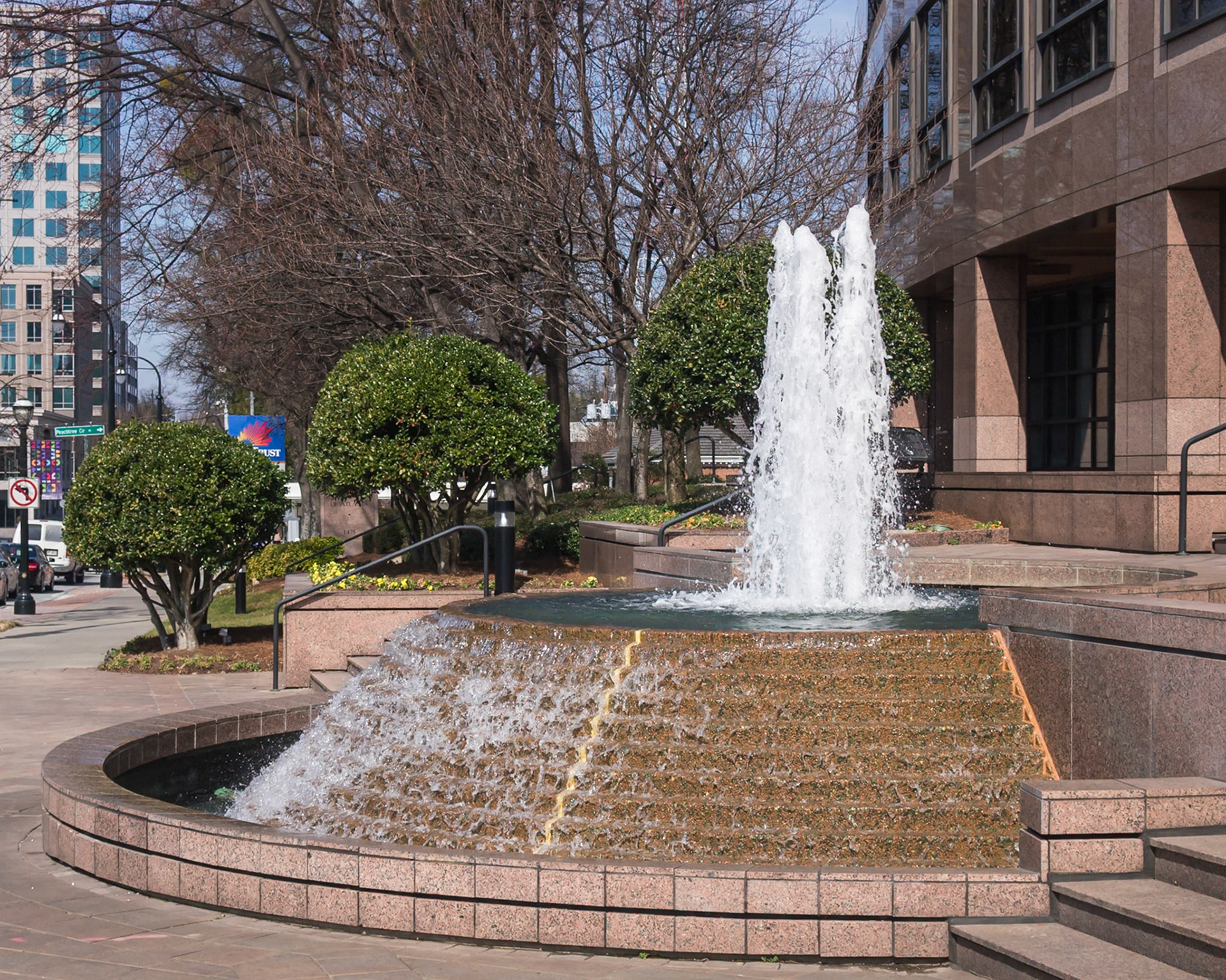 A stepped fountain outside 1475 Peachtree Street in Midtown Atlanta