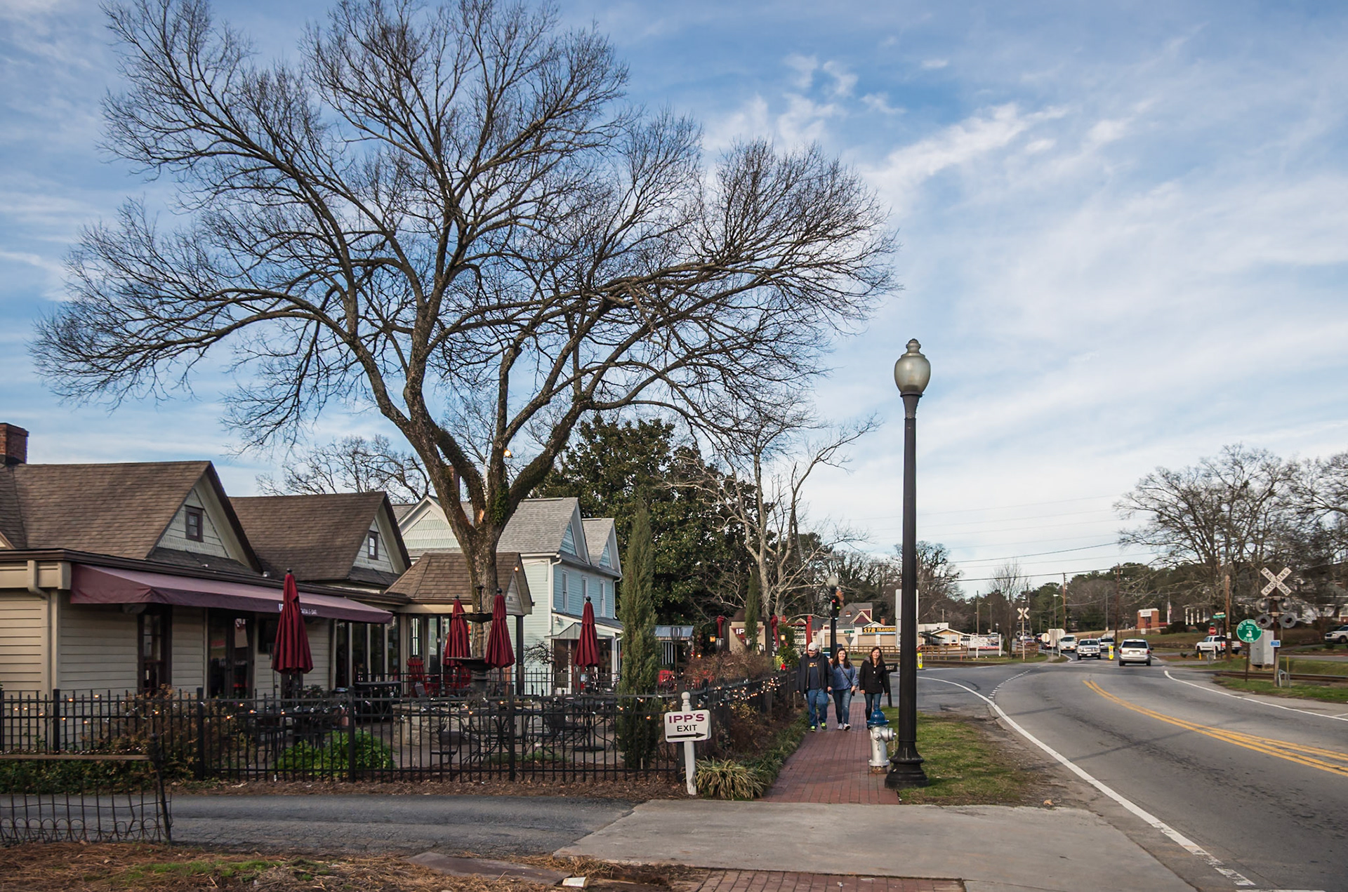 Main Street near the railroad in downtown Woodstock in January 2016