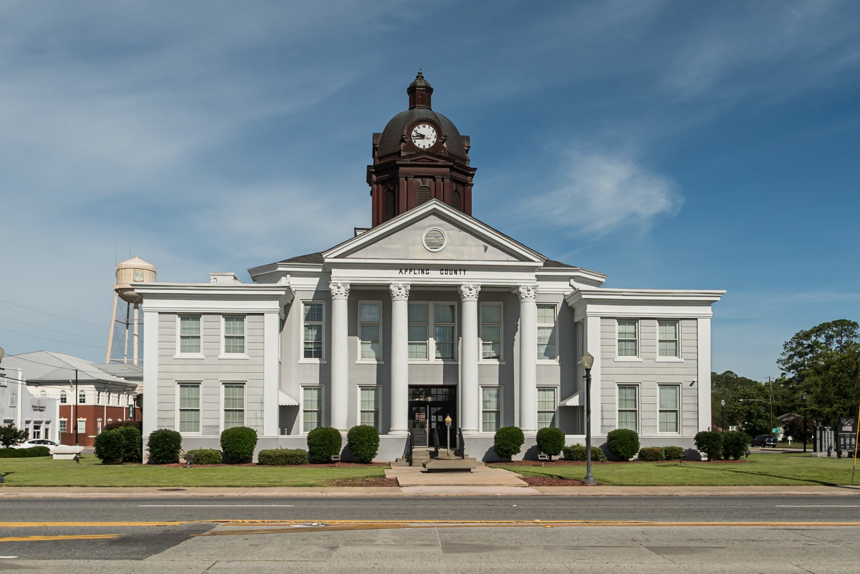 Frontal view of the Appling County Courthouse in Baxley, Georgia, in June 2024