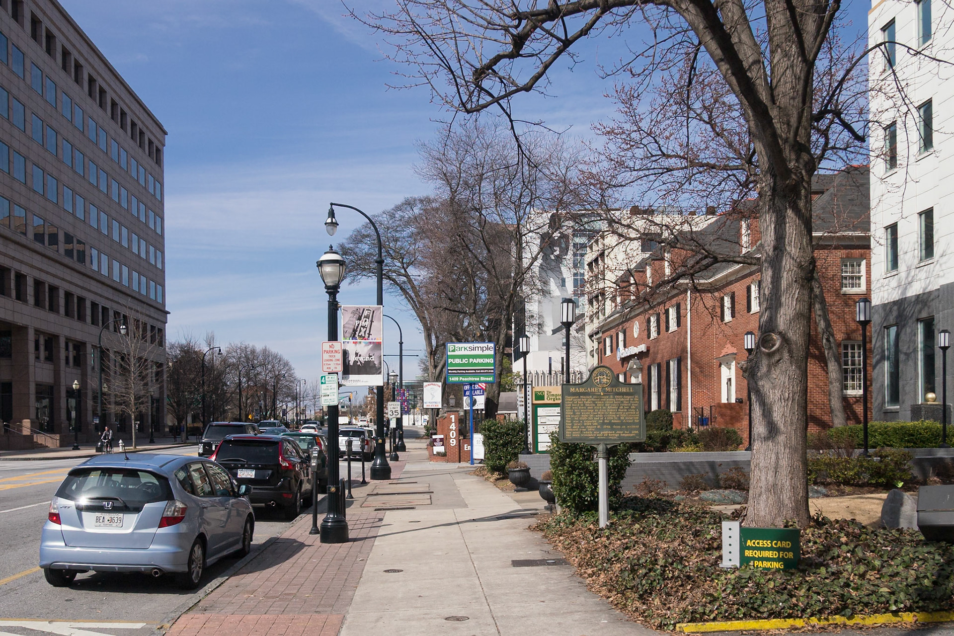 A winter streetscape in Midtown Atlanta, photographed on February 9, 2014